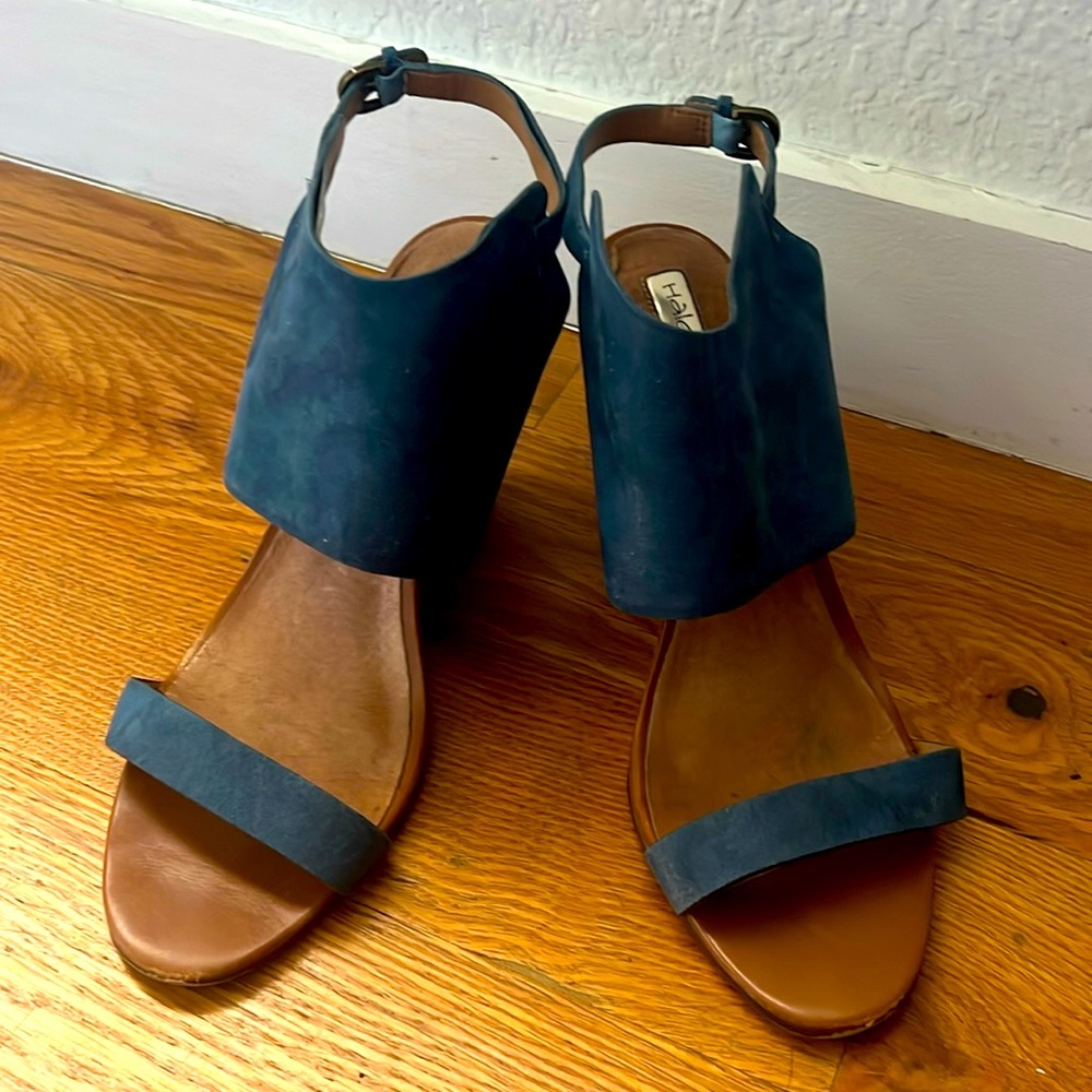 Halogen suede wedge sandals sling back